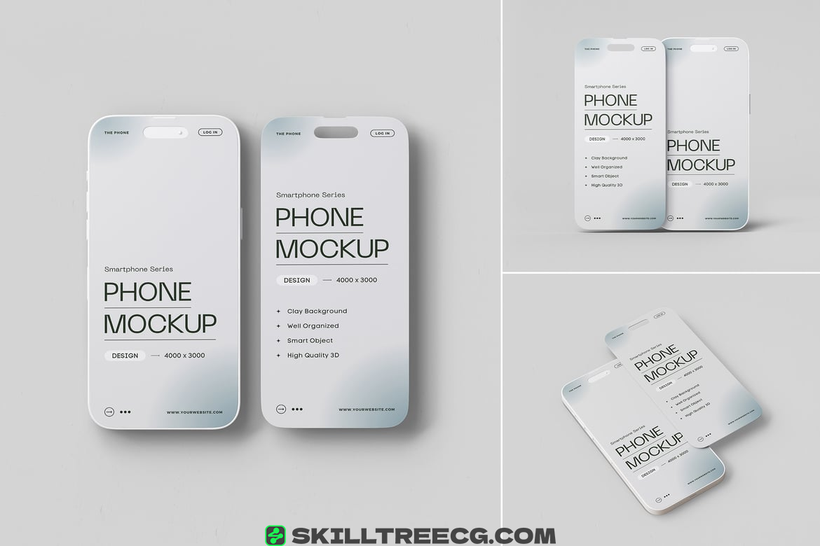 Clay Smartphone Screen Mockup Set（299509）-技能树